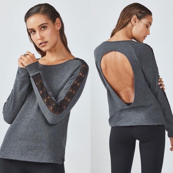 Fabletics Tops - Fabletics Maura Active Open Back Lace Sweatshirt S Fabletics Tops - Fabletics Maura Active Open Back Lace Sweatshirt S